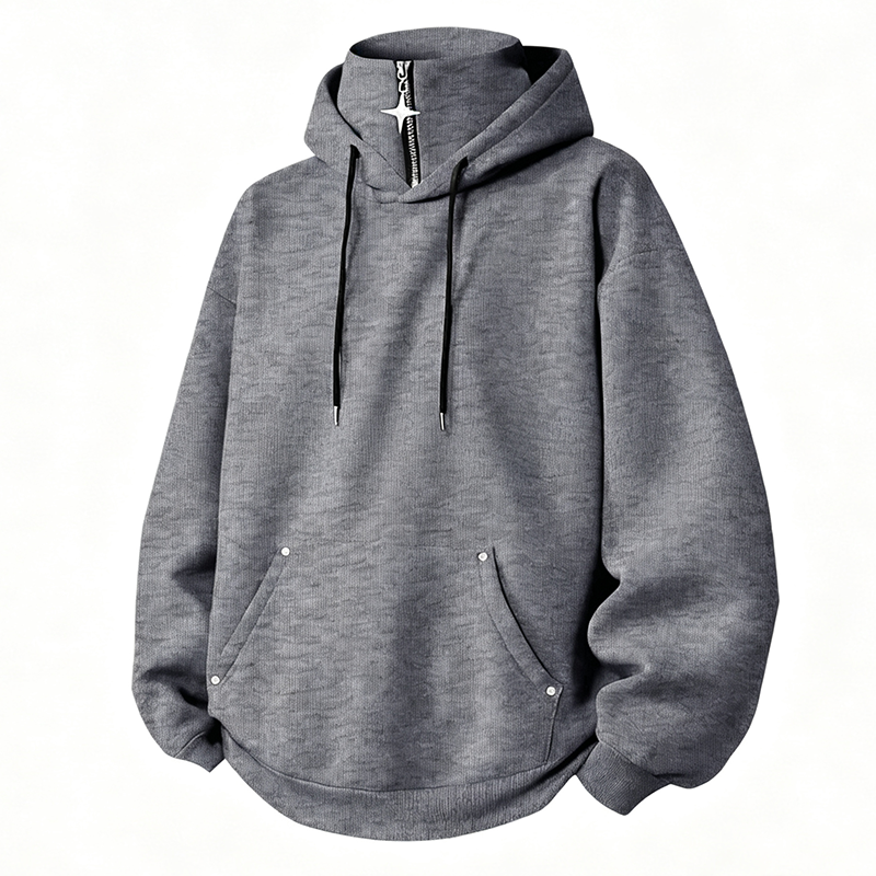 đ Löst sittande hoodie med hög krage för mĂ€n â mysig komfort och avslappnad höststil