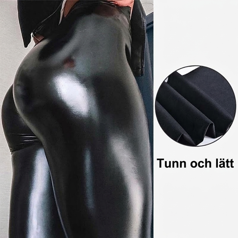 Leggings i PU-läder med hög midja för damer