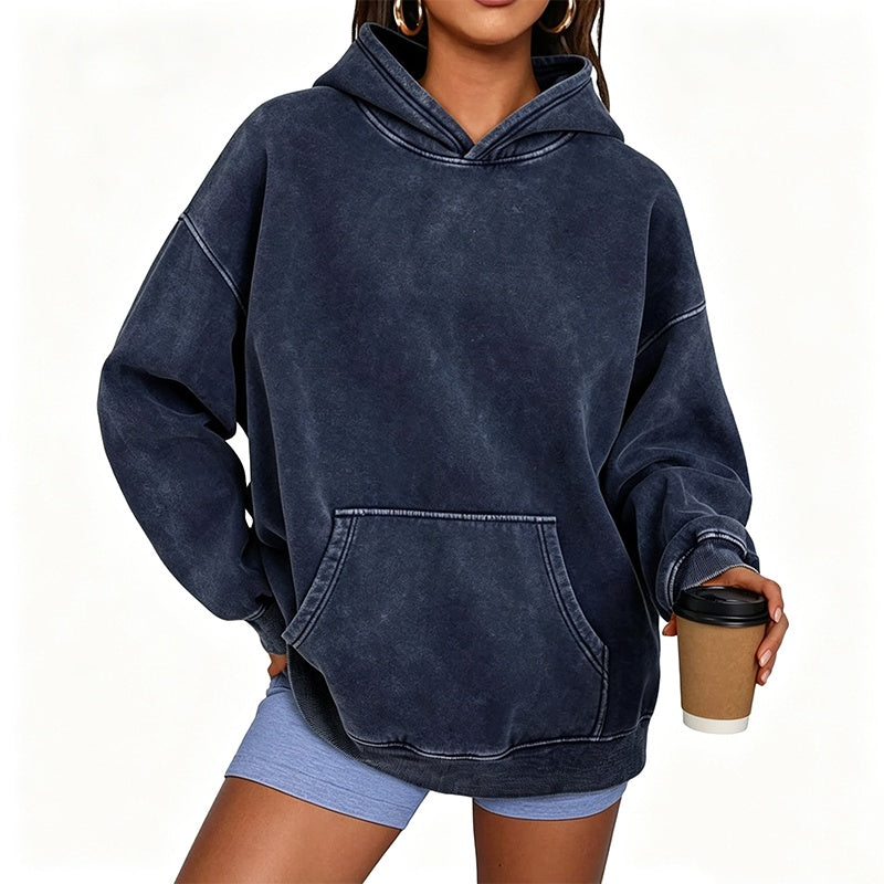 ⌛Tidsbegränsat erbjudande – Unisex-hoodie i avslappnad stil, oversized, med acid wash-effekt