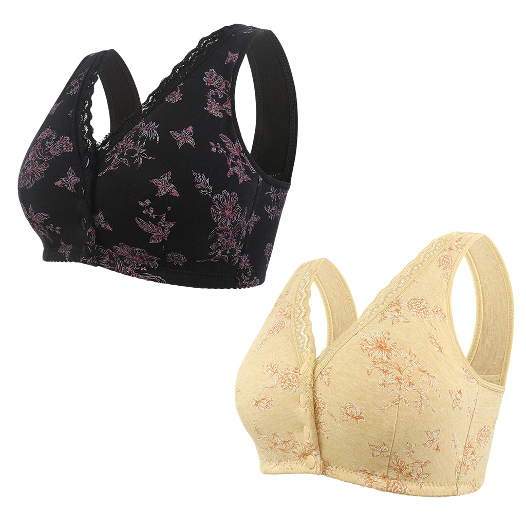 đ„50 % rabatt! Dam Plus Size Frontknapp Blommönster TrĂ„dlös BH