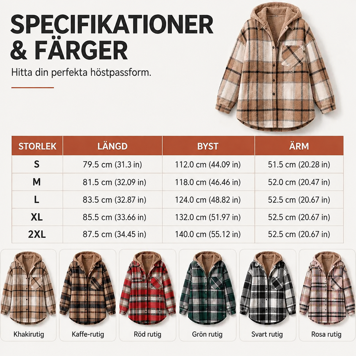 🔥50 % rabatt🔥⏰Klassisk, mysig rutig damjacka med huva🧥