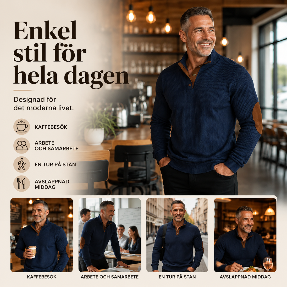 Mäns Utomhus Casual Stand Collar Långärmad Tröja