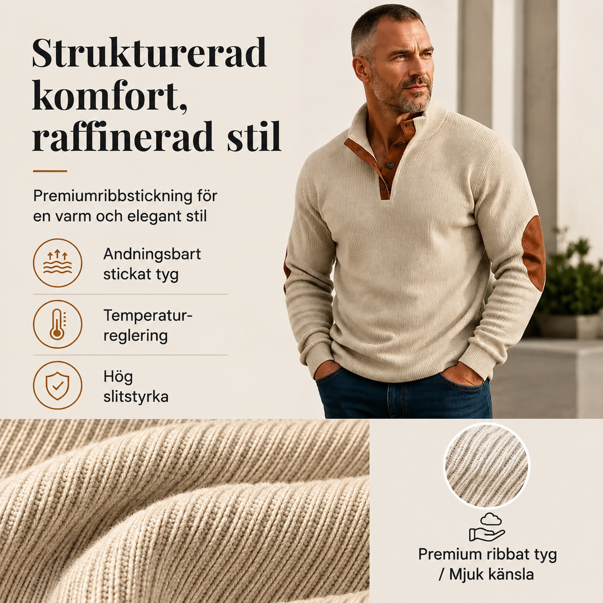 Mäns Utomhus Casual Stand Collar Långärmad Tröja