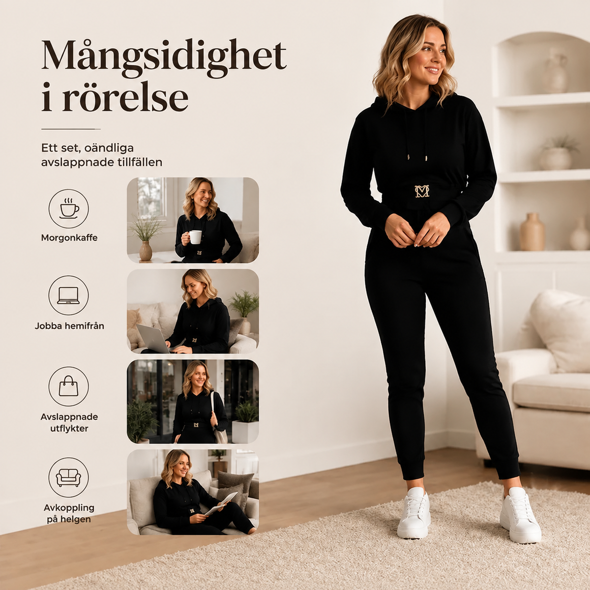 REA 2026 -50% RABATT Tvådelad träningsoverall med huva för kvinnor