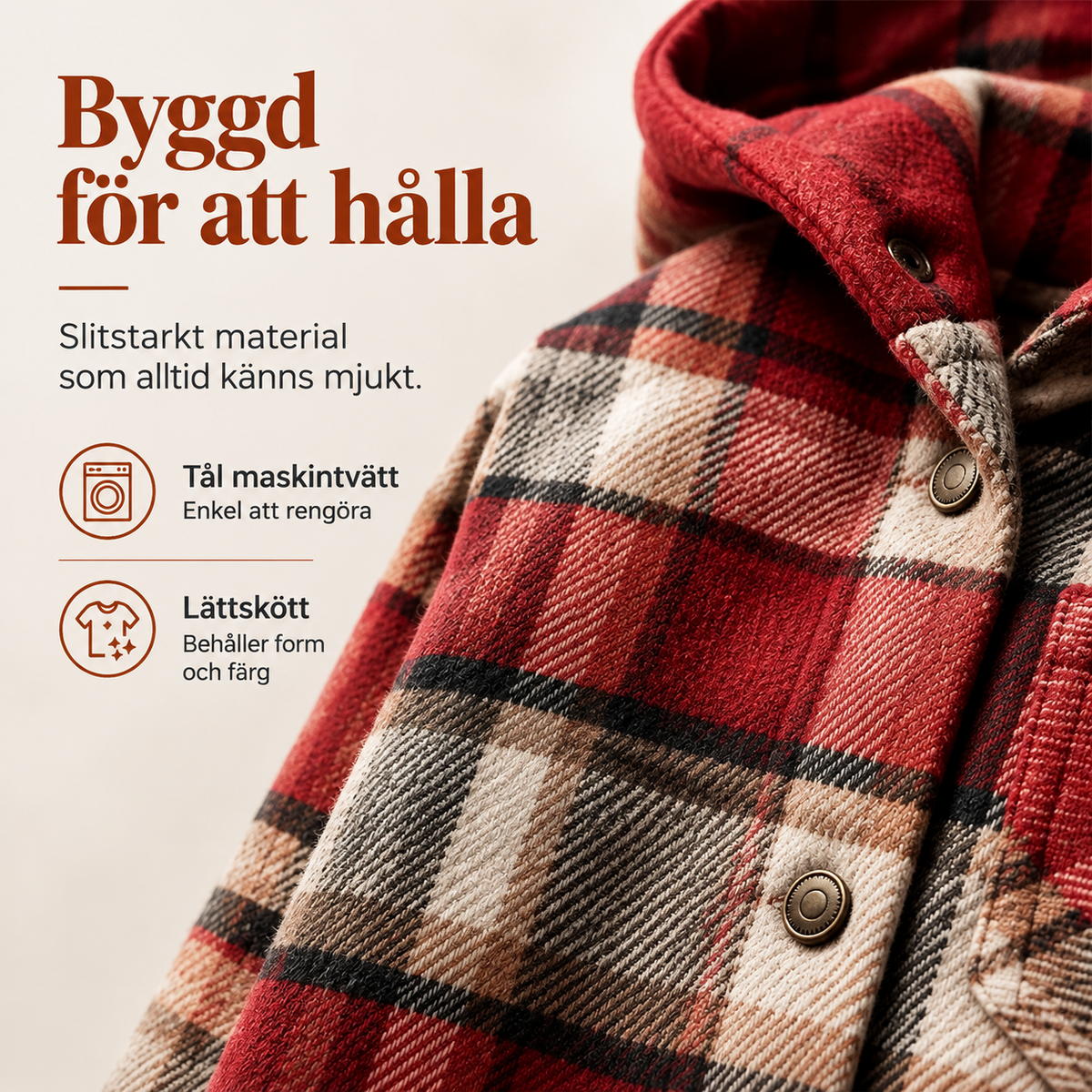 🔥50 % rabatt🔥⏰Klassisk, mysig rutig damjacka med huva🧥