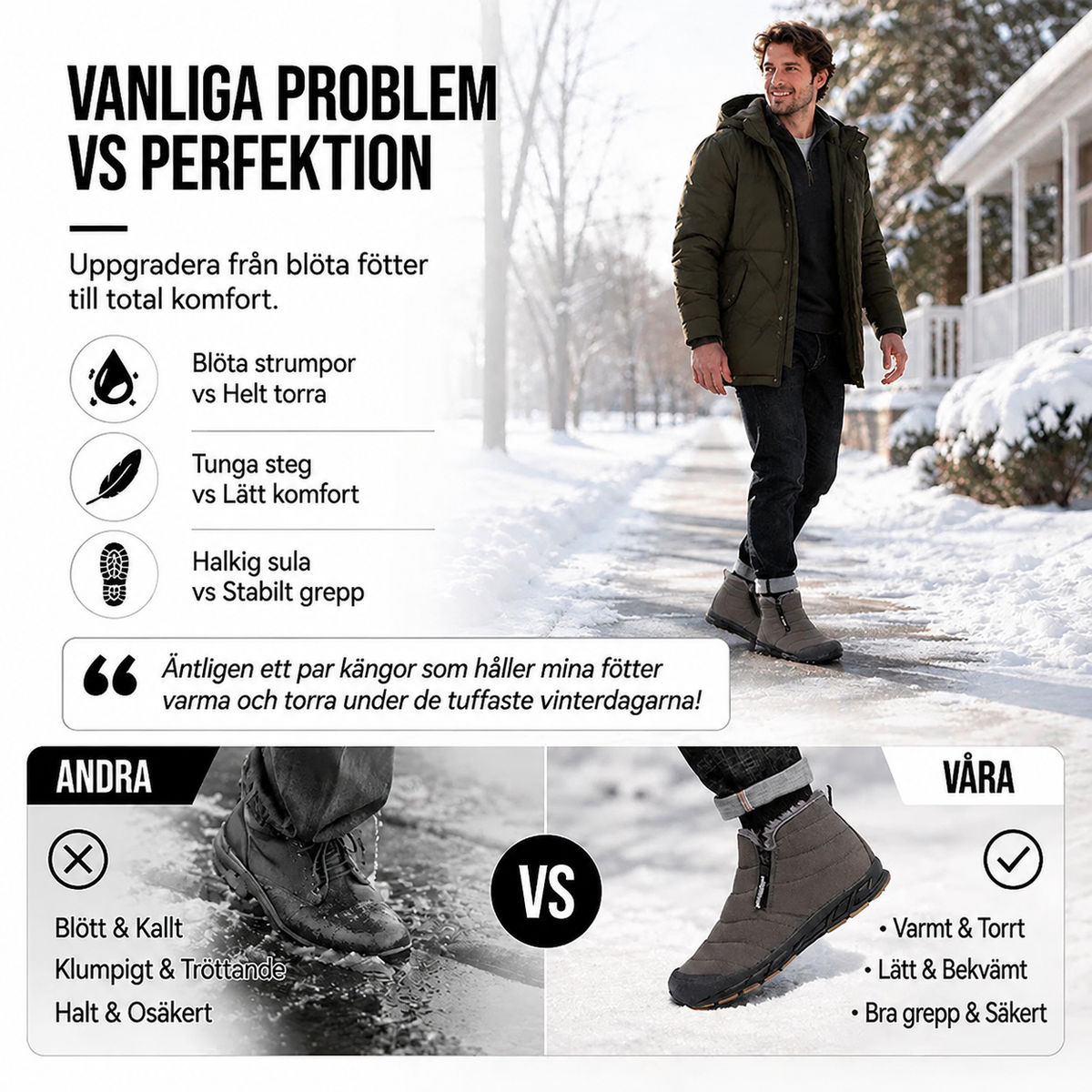 Varma herrstövlar i falsk päls – perfekt för vinter och snö