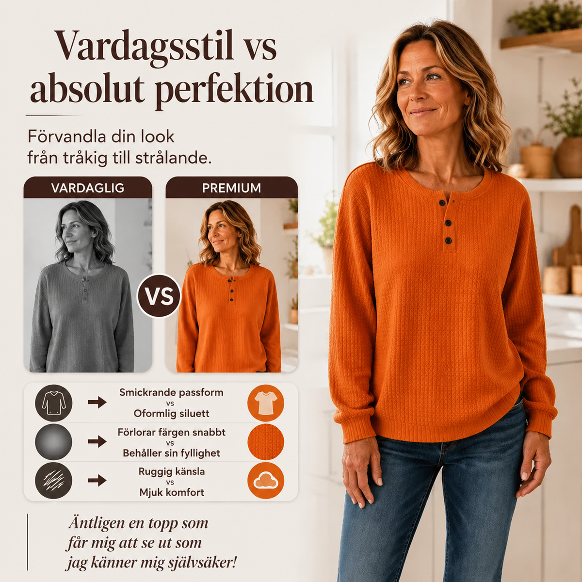 Dam casual sweatjacka i våffelstickning