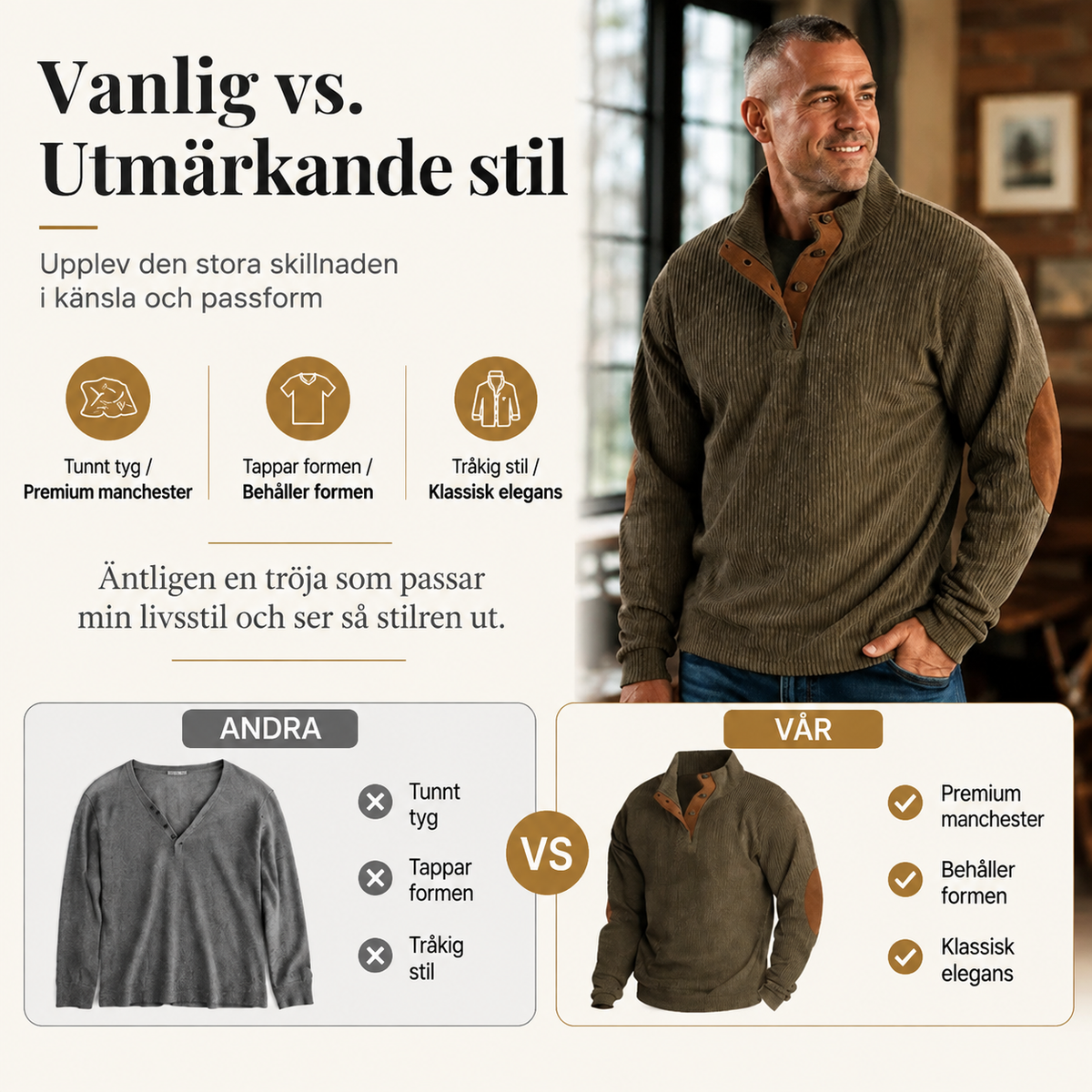Mäns Utomhus Casual Stand Collar Långärmad Tröja
