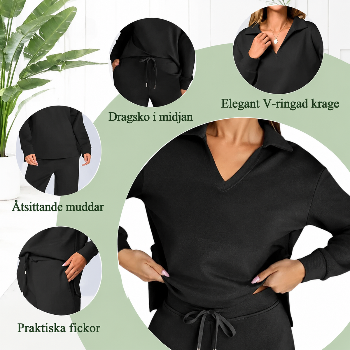 💖2-delade set för kvinnor Outfits Casual långärmade sweatshirts Set