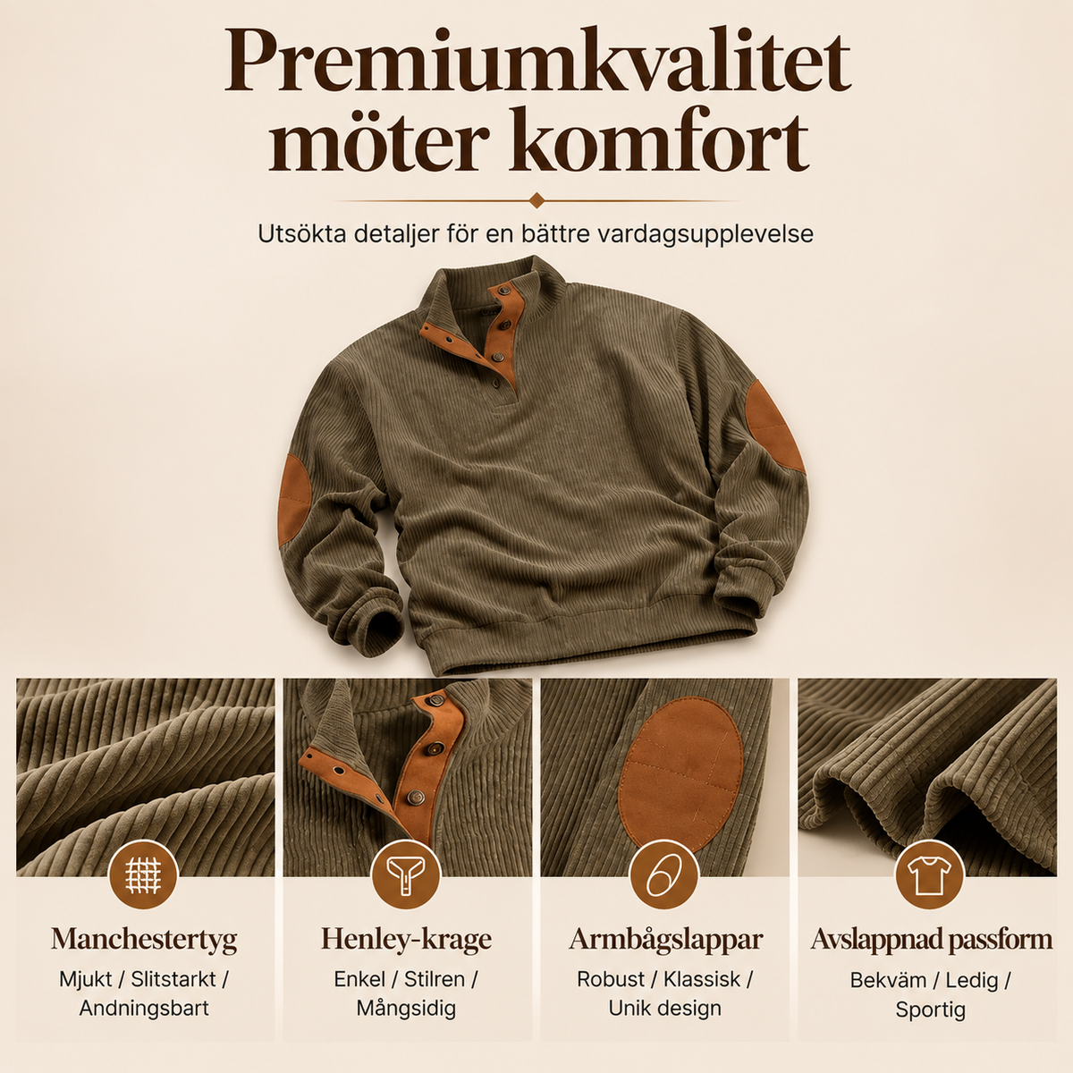 Mäns Utomhus Casual Stand Collar Långärmad Tröja