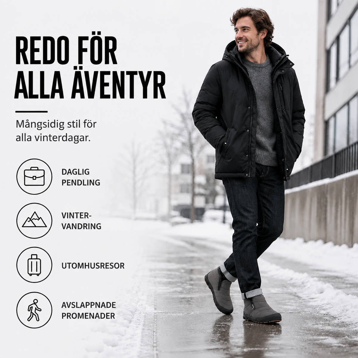 Varma herrstövlar i falsk päls – perfekt för vinter och snö