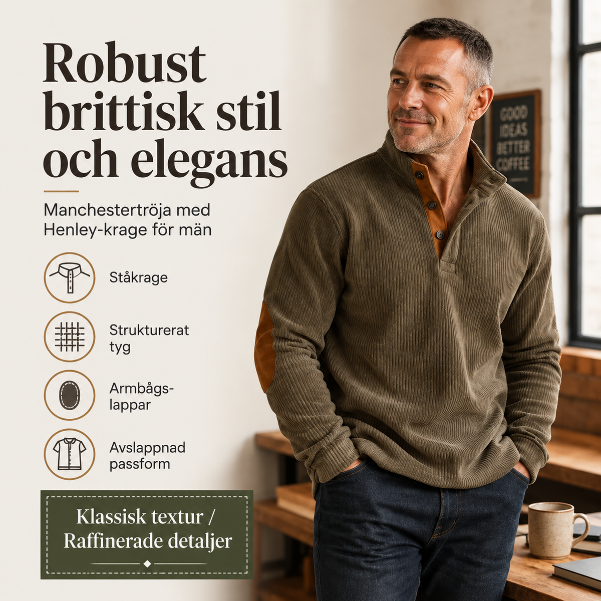 Mäns Utomhus Casual Stand Collar Långärmad Tröja