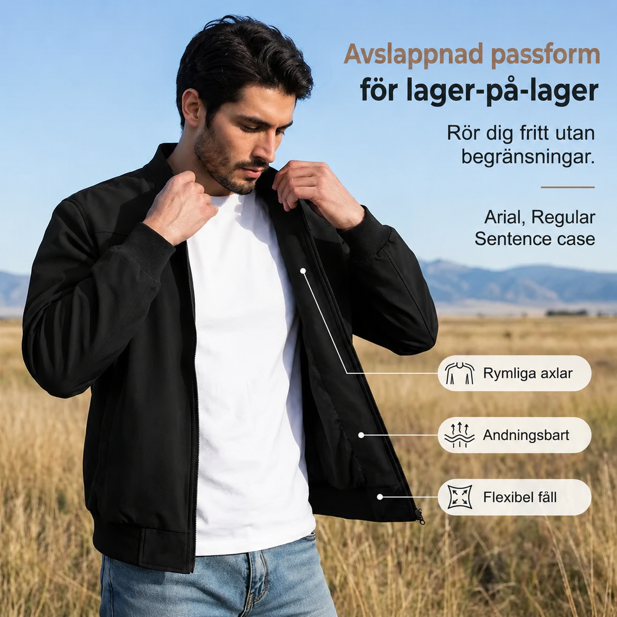 🔥🎁Nyhet 50 % RABATT🔥Klassisk bomberjacka med dragkedja framtill för män