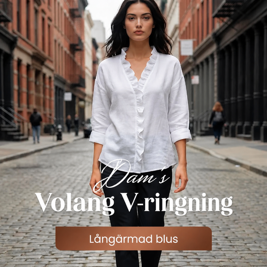🎁Nyhet 50 % RABATT🔥Damblus med volanger, V-ringning och långa ärma