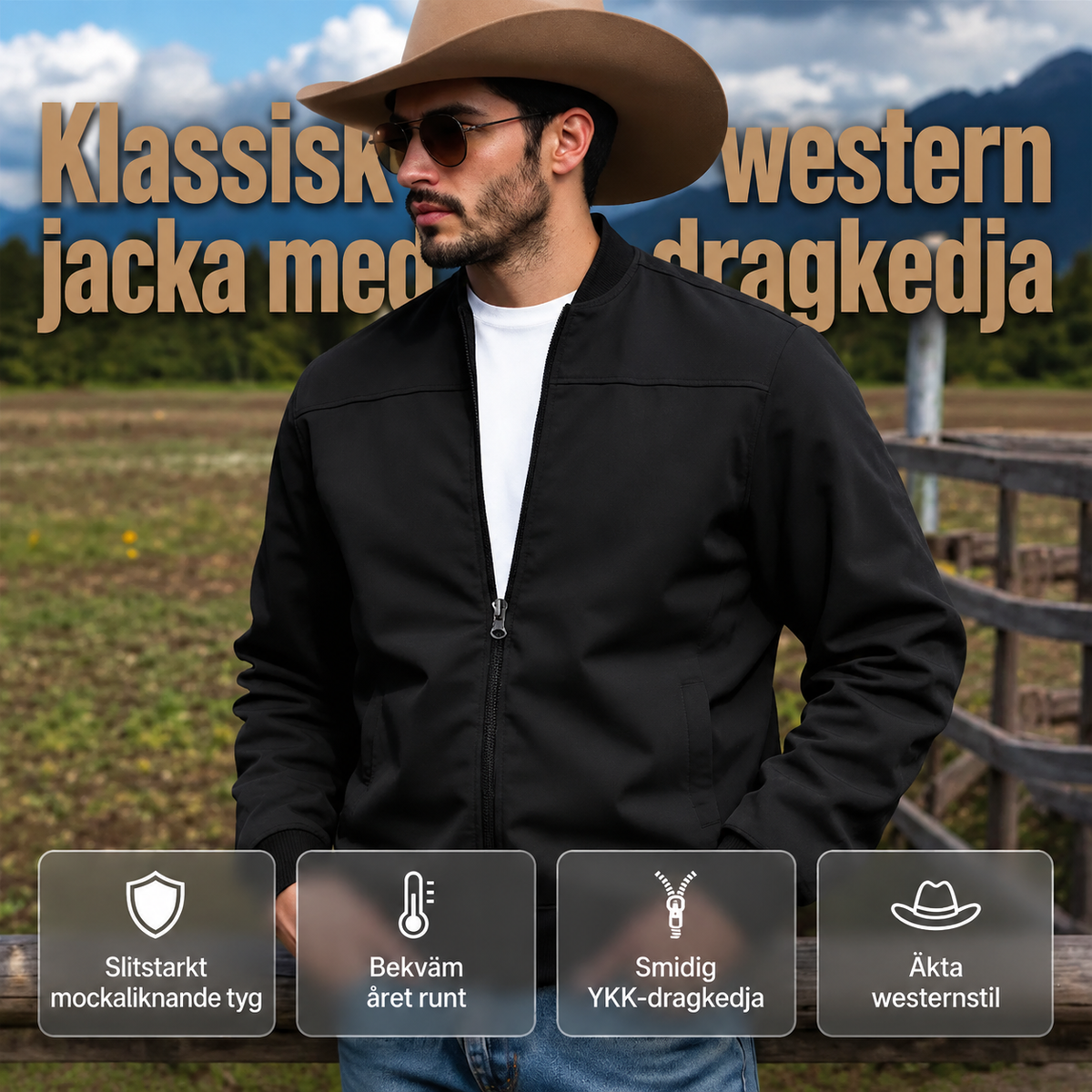 🔥🎁Nyhet 50 % RABATT🔥Klassisk bomberjacka med dragkedja framtill för män