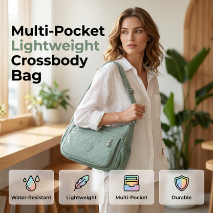✨ 50 % RABATT NU! ✨ Lätt nylon crossbody-väska med flera fickor – smidig, säker & perfekt för vardag & resa 🎒