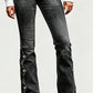 🔥50% rabatt!⏰Sista dagen på rean 💃Damernas högmidjade slitna bootcut-jeans