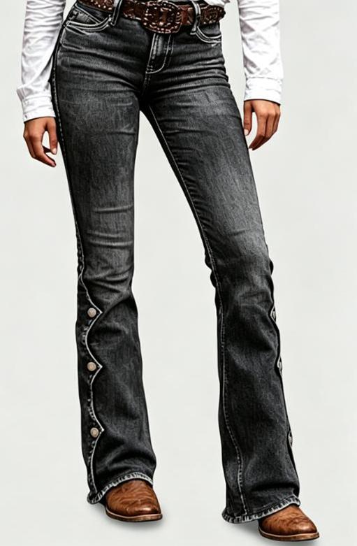 🔥50% rabatt!⏰Sista dagen på rean 💃Damernas högmidjade slitna bootcut-jeans