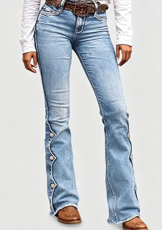 🔥50% rabatt!⏰Sista dagen på rean 💃Damernas högmidjade slitna bootcut-jeans