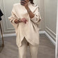 🔥 50 % RABATT! NYHET! Kvinnligt 2-delat set – asymmetrisk tröja + vida byxor, lös passform och mjukt tyg, extremt bekvämt 👚✨