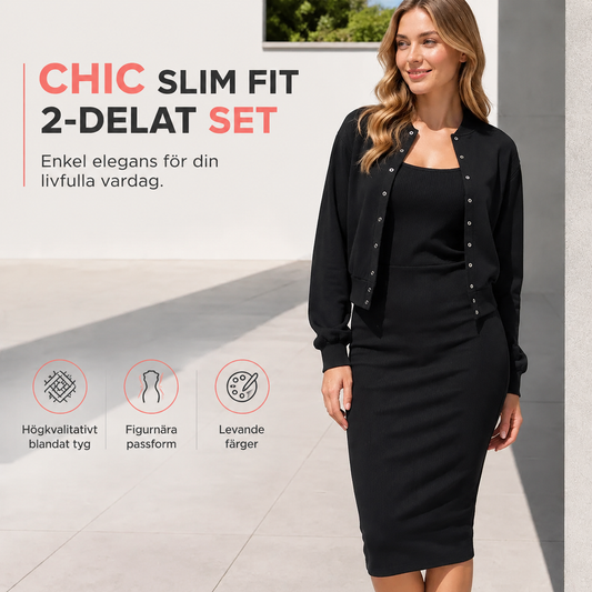 Elegant set med camisoleklänning och kort jacka för damer