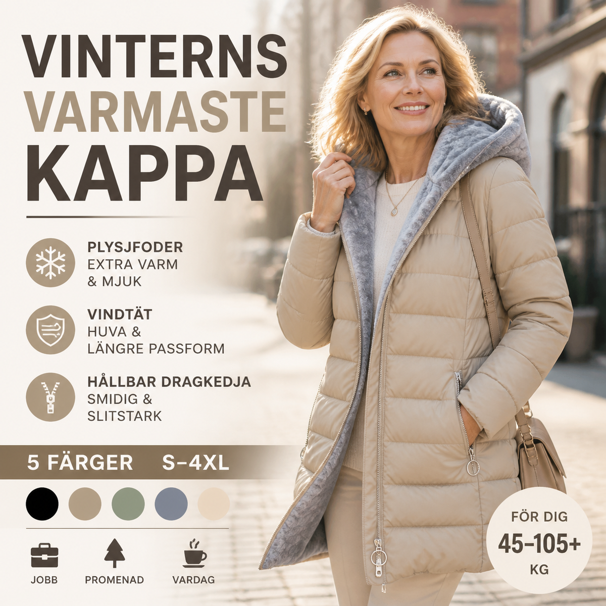 ✈️Fri frakt❄️ FÖRBEREDELSER INFÖR VINTERN 🧥 Termisk vinterjacka med huva för damer ✨ Varm, bekväm och perfekt för kalla dagar