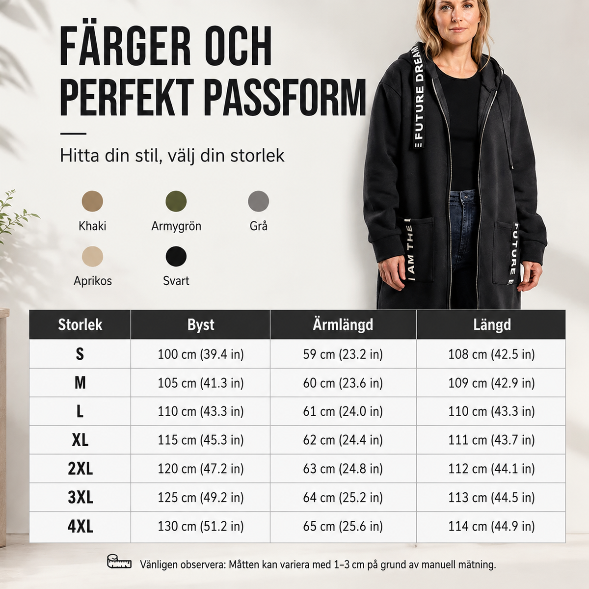 Lång huvtröja för kvinnor i stora storlekar– Mjuk, Stilren & Vindtät