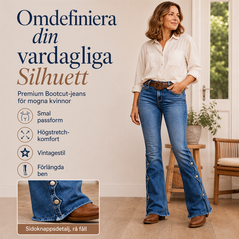 🔥50% rabatt!⏰Sista dagen på rean 💃Damernas högmidjade slitna bootcut-jeans