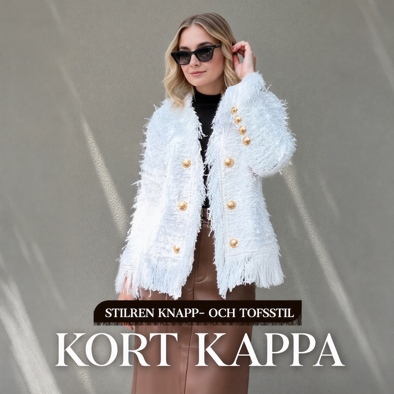 💜Begränsat antal i lager – 50 % rabatt 💜 Kort damkappa med knappar och tofsar