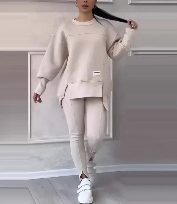 👚 Avslappnat Set med Sweatshirt och Leggings för Kvinnor - Mjukt och Andas Material för Vardag och Träning 🏃‍♀️💫