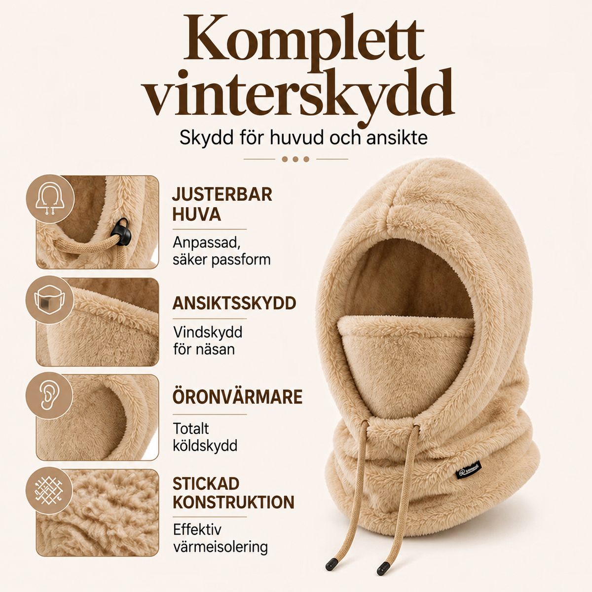 Vindtät och värmande balaklava för cykling (unisex)