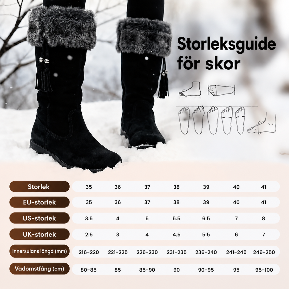 HET REA! Stilfulla Svarta Vinterstövlar - Varma & Halkskyddade Knähöga