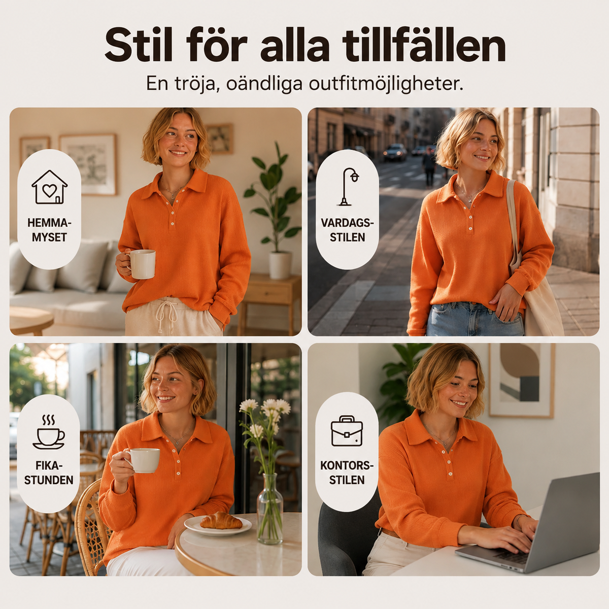 Mjuk Waffelstickad Tröja med Krage – Andas Material, Löst Sitty, Perfekt för Hösten