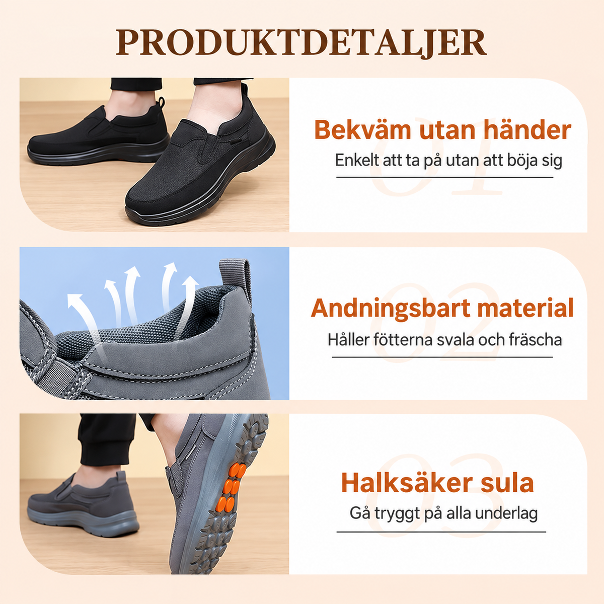 👟50% RABATT NU! ✨ Ortopediska Andningsbara Slip-On-Sneakers för Män - Stödjer Sulgång med Minnesskuminsatser för Bekväm Heltidsanvändning 🏃‍♂️💨