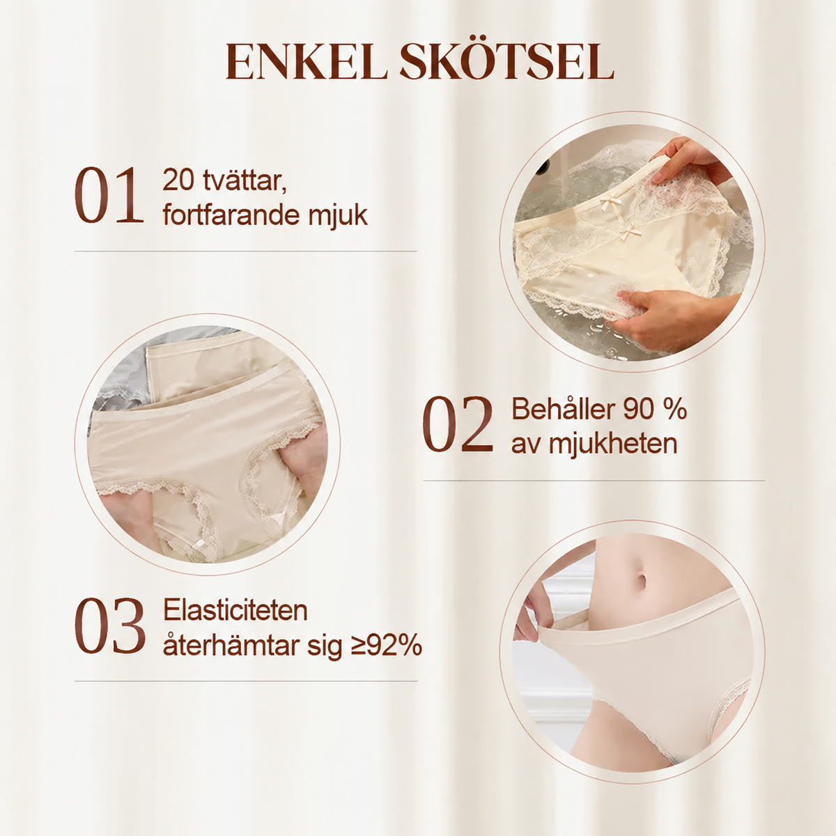 📢📢Flash-rea⚡: Slutar om 3 timmar!⏰⏰Mjukt spetsunderkläder med medelhöjd för kvinnor