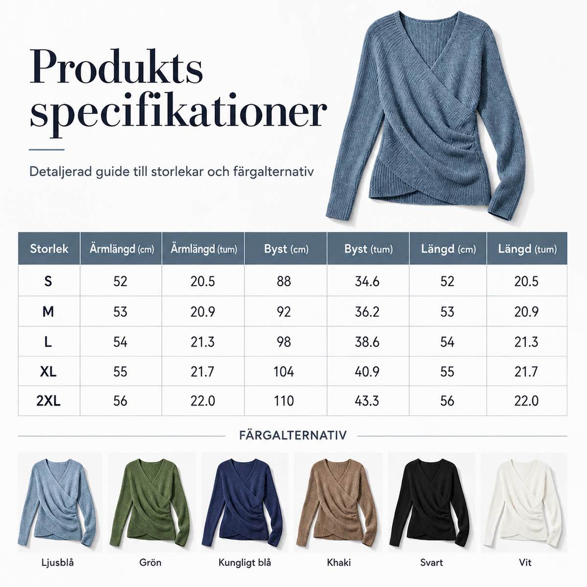 Slimmande Wrap Tröja med V-ringning - Mjuk Ribbad Stickad Topp för Dam