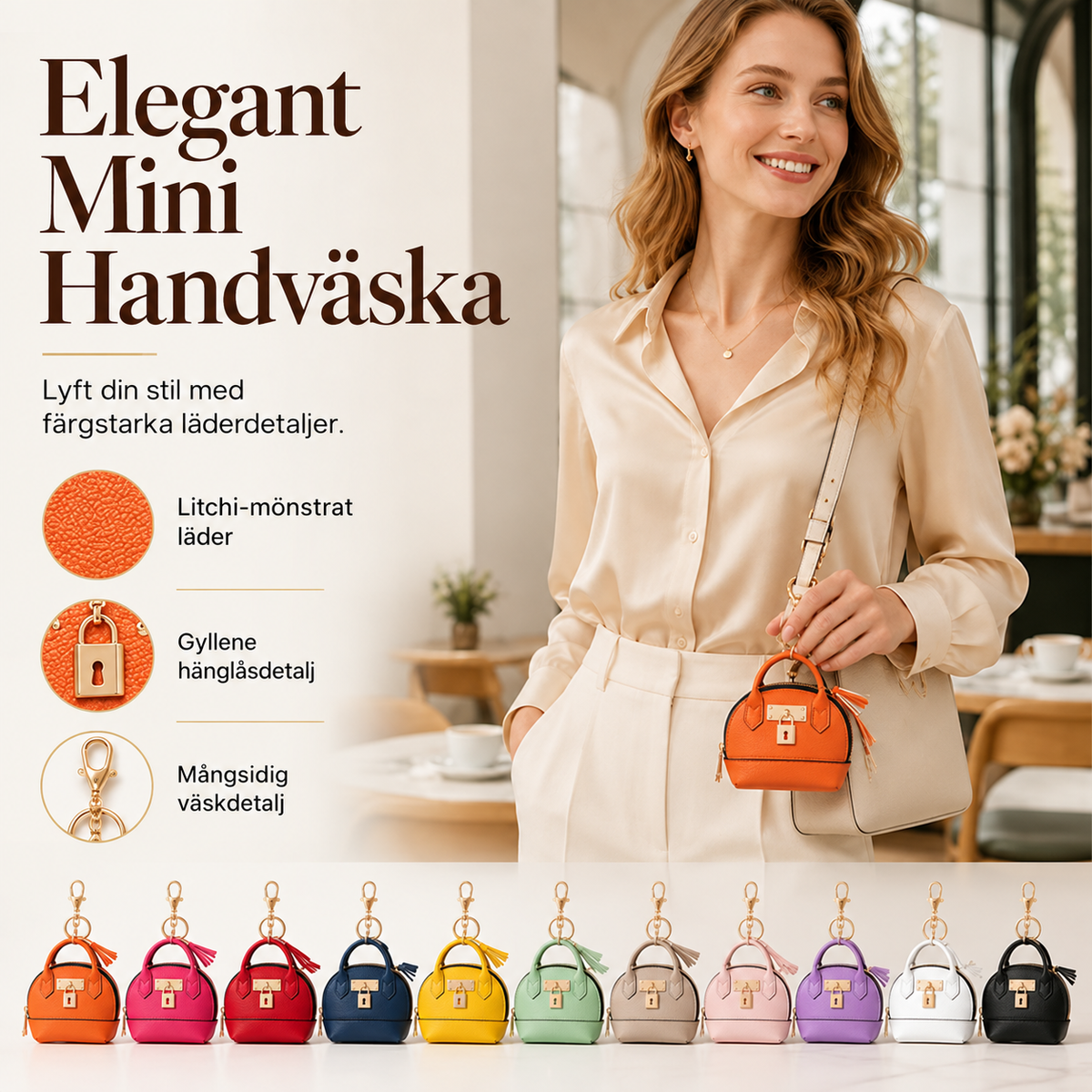 🌸 50 % RABATT JUST NU! 🌸 Mini-väska i form av ett snäckskal, nyckelring, PU-läder, läppstift, myntficka