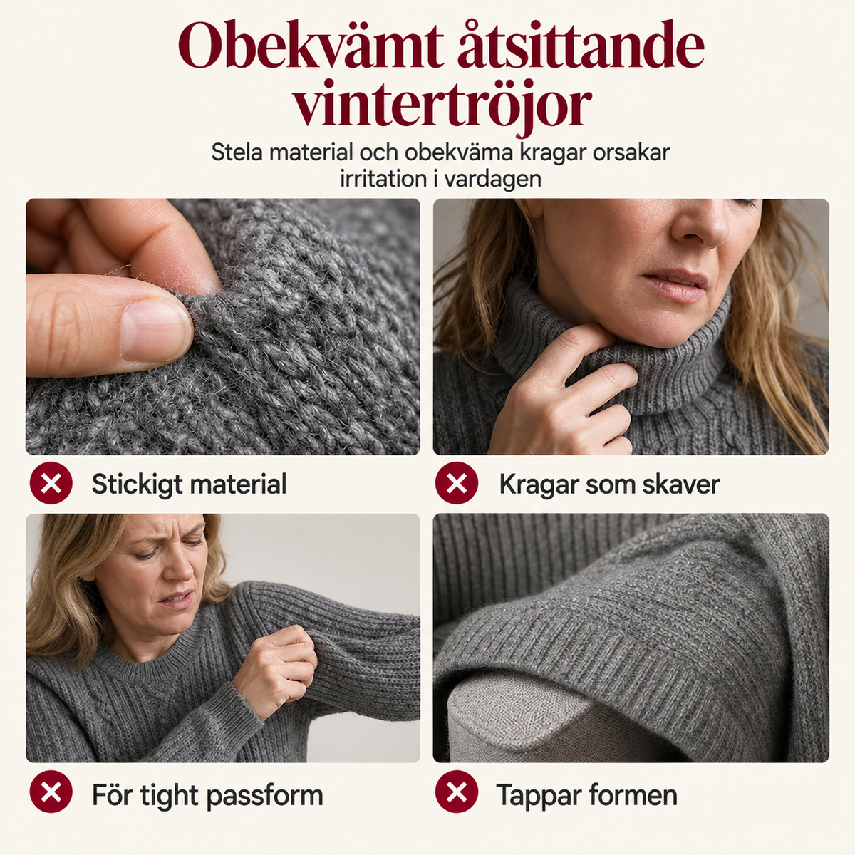 Stickad tröja med flätmönster och V-ringning för dam – långärmad, mjuk och varm