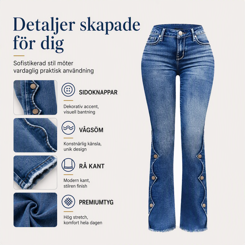 🔥50% rabatt!⏰Sista dagen på rean 💃Damernas högmidjade slitna bootcut-jeans