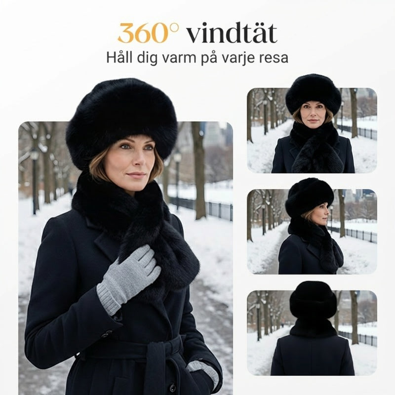 🔥 VINTERSÄLJ 50% RABATT! ❄️ Fluffig Pälskeps – Varm Vinterkeps + Gratis Matchande Halsduk (Endast 7 Kvar) ⏰