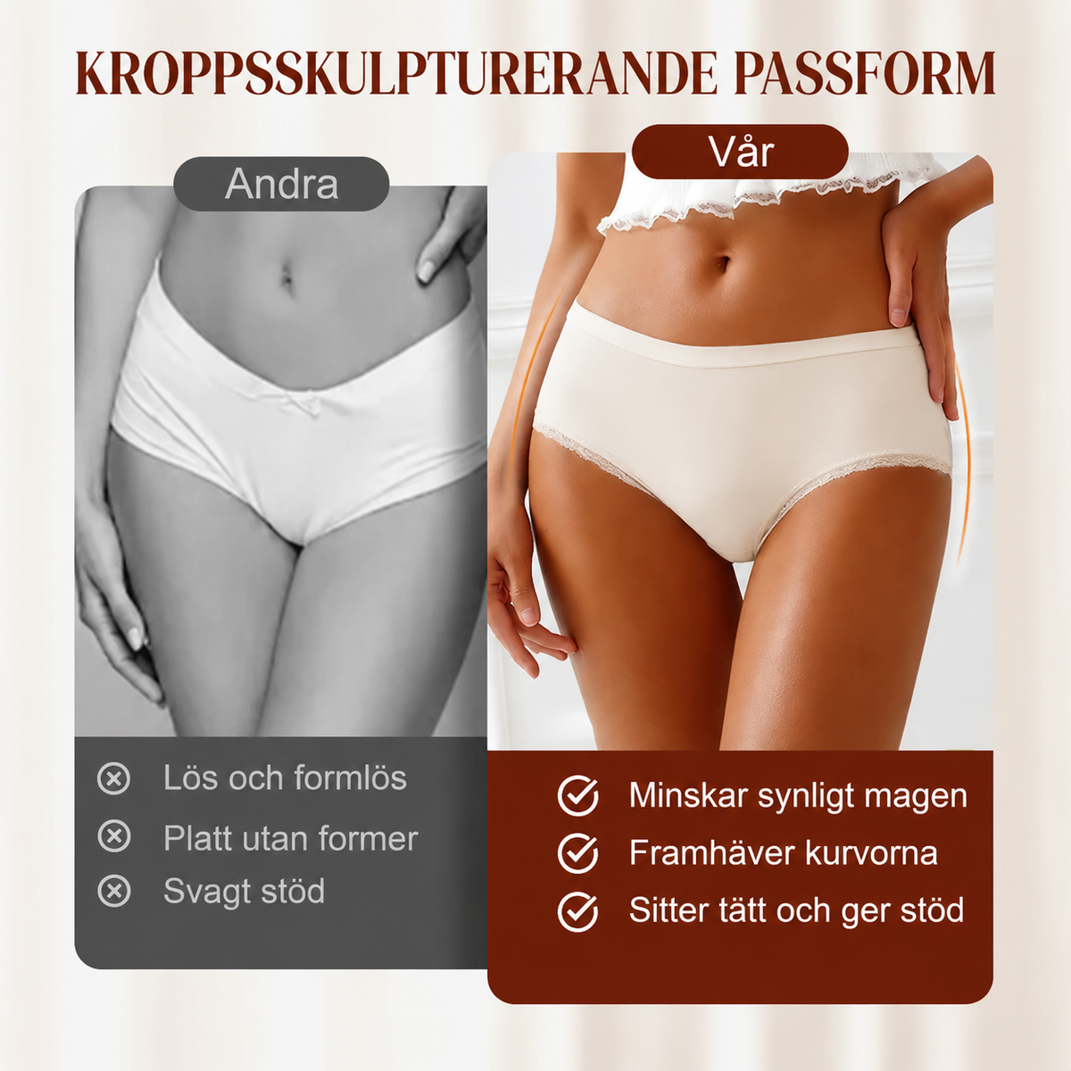 📢📢Flash-rea⚡: Slutar om 3 timmar!⏰⏰Mjukt spetsunderkläder med medelhöjd för kvinnor