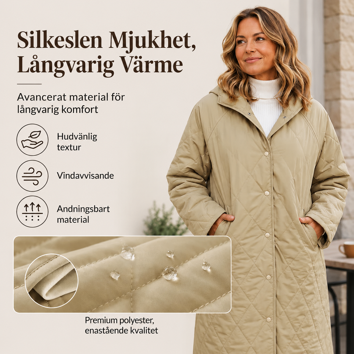 ❄️Vinterjackor med huva och diamantmönstrad quiltning för damer