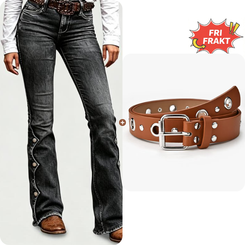 🔥50% rabatt!⏰Sista dagen på rean 💃Damernas högmidjade slitna bootcut-jeans