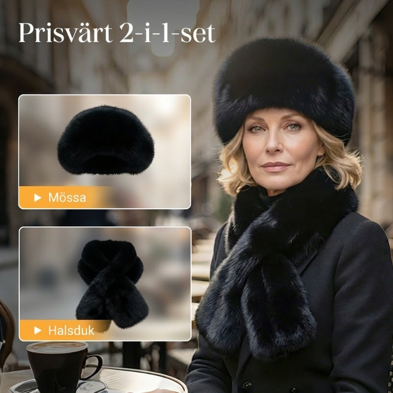 🔥 VINTERSÄLJ 50% RABATT! ❄️ Fluffig Pälskeps – Varm Vinterkeps + Gratis Matchande Halsduk (Endast 7 Kvar) ⏰