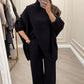🔥 50 % RABATT! NYHET! Kvinnligt 2-delat set – asymmetrisk tröja + vida byxor, lös passform och mjukt tyg, extremt bekvämt 👚✨