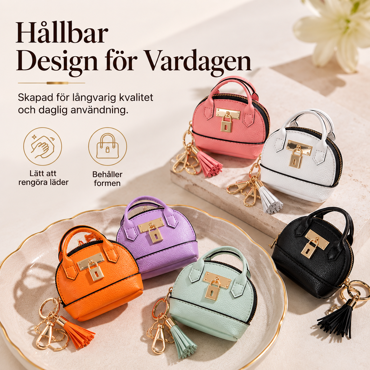 🌸 50 % RABATT JUST NU! 🌸 Mini-väska i form av ett snäckskal, nyckelring, PU-läder, läppstift, myntficka