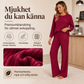 Set med ribbad stickad topp och raka byxor för damer