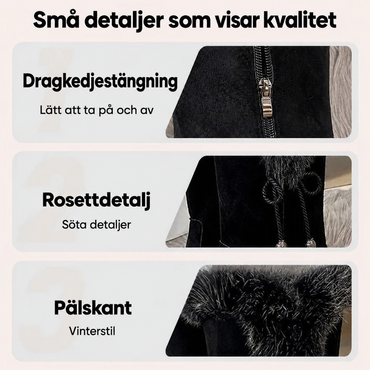 HET REA! Stilfulla Svarta Vinterstövlar - Varma & Halkskyddade Knähöga