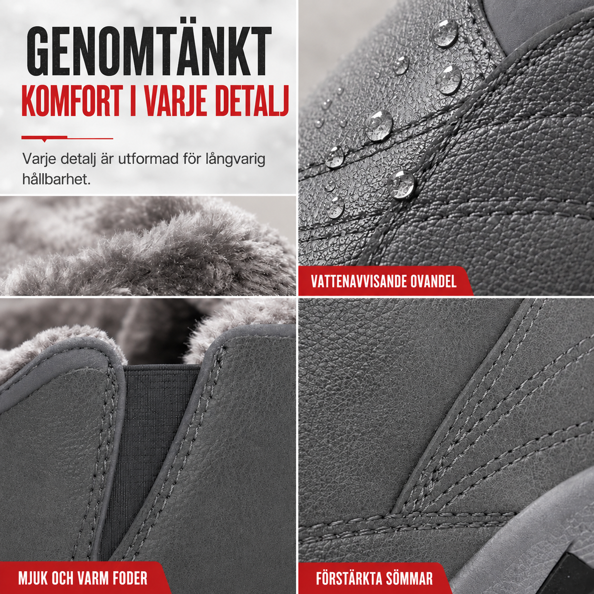Vattentäta slip-on-skor för män – vintermodell med fleecefoder, halkfri mjuk sula och ovandel i bomullstyg; varma och bekväma skor för seniorer
