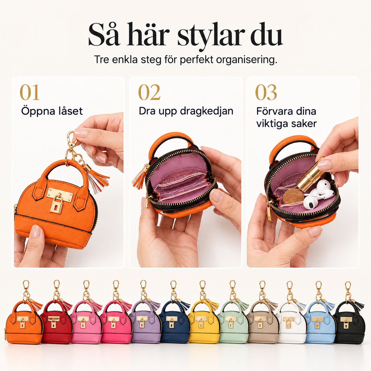 🌸 50 % RABATT JUST NU! 🌸 Mini-väska i form av ett snäckskal, nyckelring, PU-läder, läppstift, myntficka